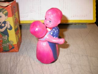 Vintage Asahi Celluloid Wind Up Toy Dancing Couple Box Occupied Japan 2