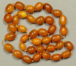 Antique Natural Butterscotch / Egg Yolk Amber Bead Necklace - 52 Grams