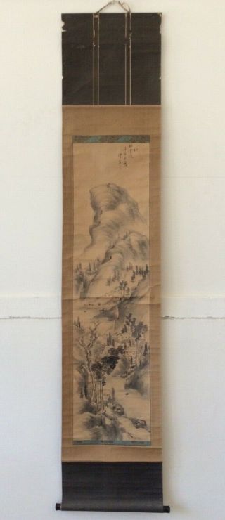 掛軸japan Japanese Hanging Scroll Landscape View Sansui [e275]