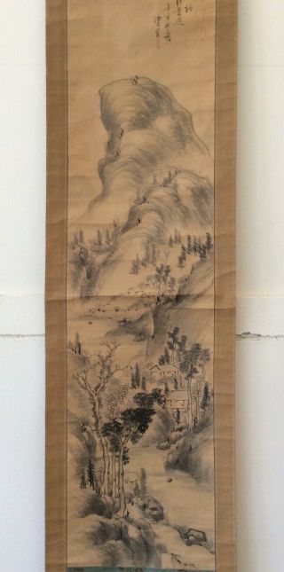 掛軸Japan Japanese Hanging Scroll Landscape View Sansui [E275] 2
