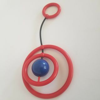 Johnson & Johnson Vintage Baby Rattle Red Round Rings Teether Toy 1977
