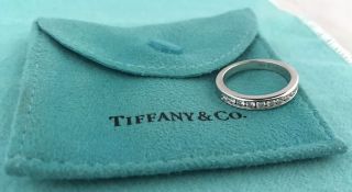 Look Tiffany & Co Platinum Diamond Channel Wedding Band Ring.  44ct Tw Size 5.  5