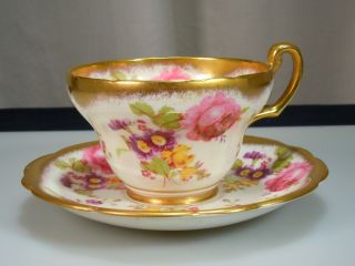 Eb Foley Bone China Tea Cup & Saucer Roses Floral And Gold 53119