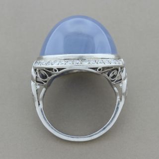 Art Deco Star Sapphire 36.  37ctw Round & Marquise Cut Diamond Platinum Ring 6