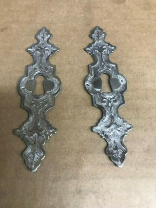 2 Vintage Mexico Silver Keyhole Covers Escutcheon (t5)