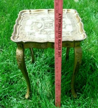 1 - Vintage 12 x 12 Italy Gold Gilt Florentine Tole Nesting Stacking Table 2