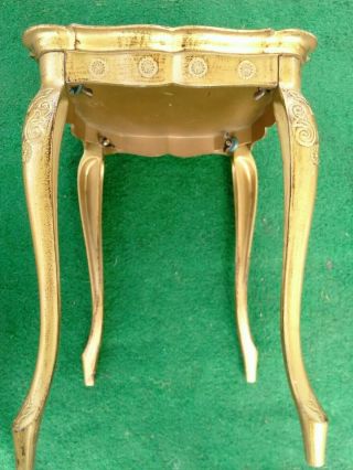 1 - Vintage 12 x 12 Italy Gold Gilt Florentine Tole Nesting Stacking Table 6
