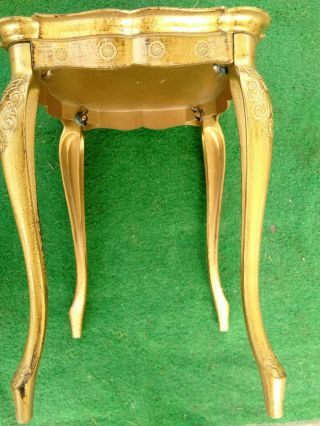 1 - Vintage 12 x 12 Italy Gold Gilt Florentine Tole Nesting Stacking Table 7