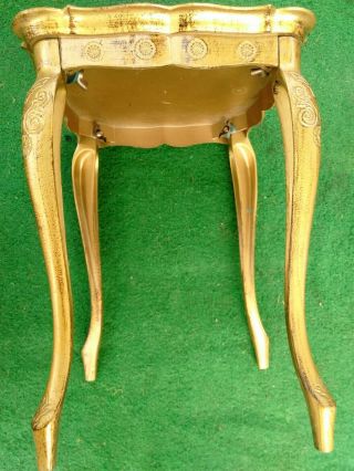 1 - Vintage 12 x 12 Italy Gold Gilt Florentine Tole Nesting Stacking Table 8