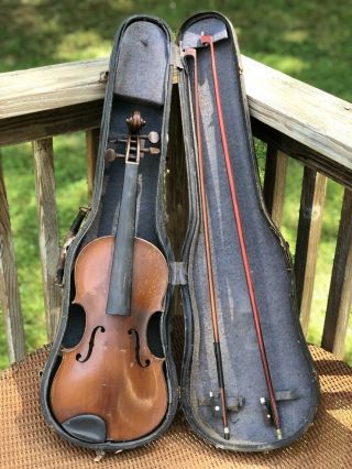 Antique 4/4 German Violin WILHELM DUERER Fecit Amati 1904 & Two Bows 7