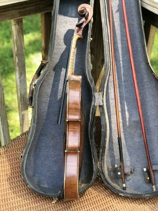 Antique 4/4 German Violin WILHELM DUERER Fecit Amati 1904 & Two Bows 8