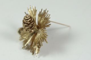 Mid Century 14KT Gold Conifer Hand Cast Pinecones Branches Earrings & Brooch Set 5