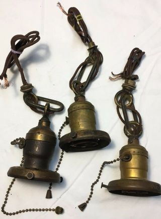 Antique Uno Threaded Light Fixture Fitters Brass & Hubbell Fixture
