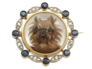 Essex Crystal,  Sapphire And Diamond Dog Brooch
