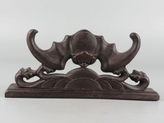 Chinese Exquisite Hand - Carved Bat Wooden Statue