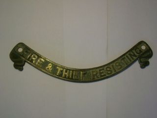 Antique brass plaque ' PARNALL & SONS BRISTOL & LONDON,  ' FIRE & THIEF RESISTING ' 4