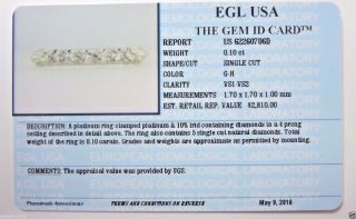 Antique Deco Vintage Diamond Wedding Band EGL USA Platinum Rg Sz 5.  5 UK - K1/2 12