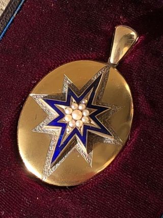 Victorian 18ct Gold Boxed Museum Quality Star Locket Pendant Large
