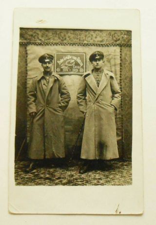 Ww1 Postcard Of 2 German Officers Sending Greetings Studio Photo