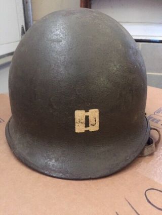 Gi Helmet Vintage Us U.  S.  Captain Ww2 Ww11 Vintage With Liner