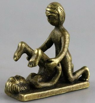 Collect Antique Bronze Hand Carve Boy & Girl Make Love Delicate Amusing Statue 2