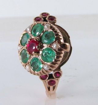 Locket 9k 9ct Rose Gold Ruby Emerald Pearl Art Deco Ins Poison Ring Resize