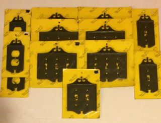 12 Vintage Iron Art Co.  Cast Iron Light Switch Plate/outlet Covers Black - Nos