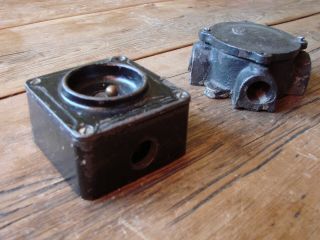 vintage industrial cast iron light switch with socket 2