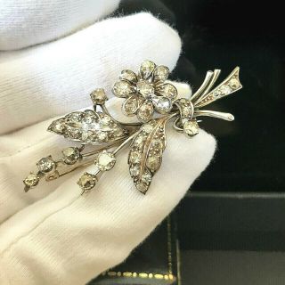 Victorian High Carat Gold & Silver Old European - Cut Diamond Brooch,  Pin C1901