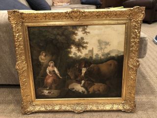 Antique Oil Painting With A Vintage Gild Frame Thomas Hand