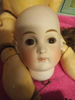 Antique Bisque Doll Early Kestner ? Marked 15 Pouty Mouth To Restore