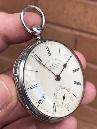 A GENTS EARLY ANTIQUE SOLID SILVER LIVERPOOL FUSEE POCKET WATCH.  1858 4