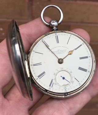 A GENTS EARLY ANTIQUE SOLID SILVER LIVERPOOL FUSEE POCKET WATCH.  1858 8