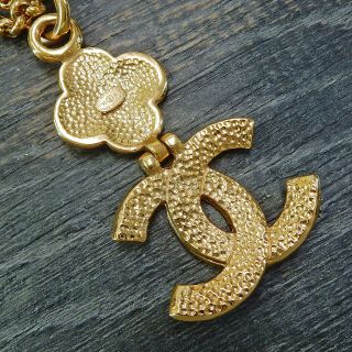 CHANEL Gold Plated CC Logos Charm Vintage Chain Necklace Pendant 4488a Rise - on 7