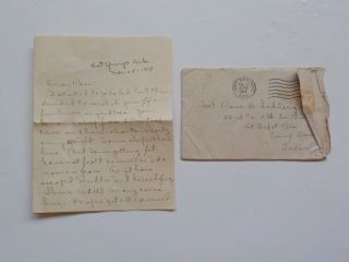 Wwi Letter 1918 Escaped Flu Hot Springs Arkansas Camp Travis Texas Ww I Vtg Ww1