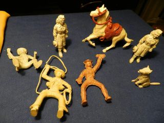 Early Marx Western Play Set Figures Roy Rogers Dale Evans Trigger