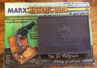 Vintage 1974 Marx Toys Historic Guns Miniature The.  357 Magnum Fire Round Caps