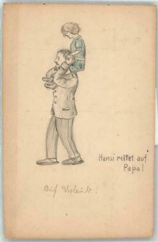 53051662 - German Wwi Drawing Daddy At Furlough Wk I