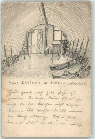 53051664 - German Wwi Drawing Daddys Dugout Wk I