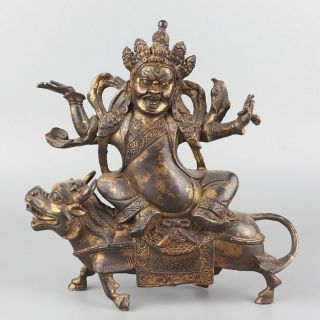 Chinese Exquisite Handmade Mythology Figure Beast Copper Statue