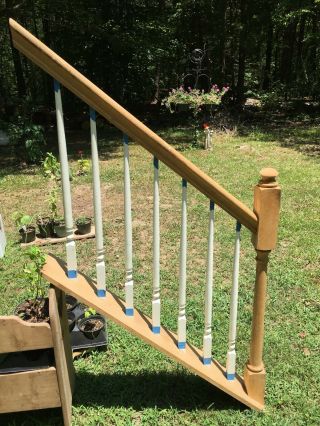 Approximately 3 Foot Long Oak Stair Railing With Styles.