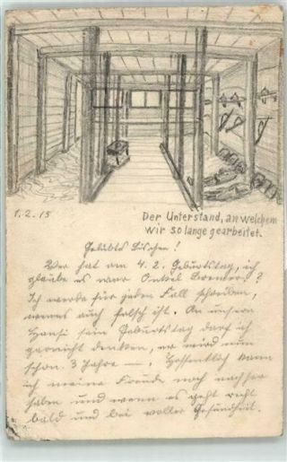 53051666 - German Wwi Drawing Daddys Dugout 1915 Wk I