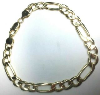 Awesome Heavy Solid 14k Yellow Gold Figaro Link Chain Bracelet.  9 ".  21.  7gm.