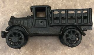 Vintage Cast Iron Toy Farm Pick Up Truck Black Collectors Very Heavy Metal