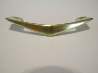 Vtg Satin Brass Chevron Drawer Pull Cabinet Door Handle Atomic Boomerang Ajax