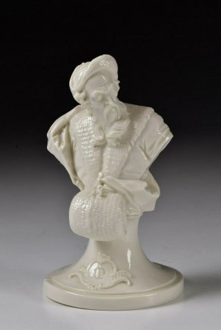 19th Century Nymphenburg Blanc De Chine Porcelain Bust Of Man In Winter Clothing