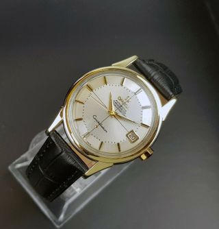 Vintage Rare Omega Constellation Pie Pan Gold On Steel Cal 561