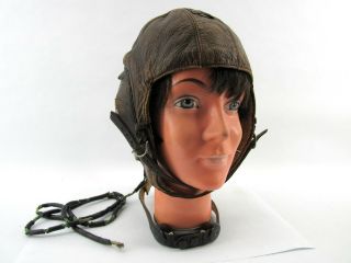 Wwii German Luftwaffe Striegel - Wagner Siemens Combat Worn Leather Pilot Helmet
