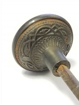 Antique Cast Iron Ornate Decorative Victorian Doorknob Set w/ Spindle 2 1/4 