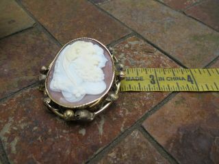 Antique Large 14K Yellow Gold Shell Cameo Greek Philosophers Broock / Pin 7